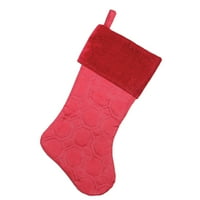 18 Crvena čvrsto prekrivena ukrasna božićna čarapa s baršunastom manžetom