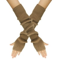 Ženske pletene rukavice bez prstiju dužina lakata zima topla kruta boja Rastegnute pletene rukavice rukavice Toplije