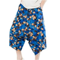 Muške Capri hlače u donjem rublju-Ležerne ravne rastezljive hlače srednjeg rasta s modnim printom na vezanje do