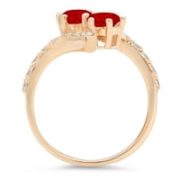 Vjenčani prsten okruglog reza od 1,98 karatnog crvenog prirodnog granata od 14 karatnog žutog zlata, veličine