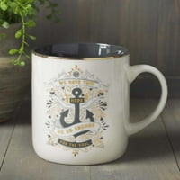 Nada kao sidro Hebrejima 6: biblijski stih keramička šalica za kavu i čaj ugljen siva sa zlatnim metalnim dizajnom