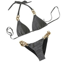 Ljetni kupaći kostim za žene Seksi trokutasti bikini set s lancem kupaći kostim za zabavu na plaži festival