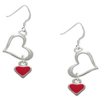 Divan nakit od 2-inčnih crvenih naušnica otvorenog srca u francuskom stilu
