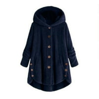 Ležerna jakna za žene Plus veličine plišani Gornji dijelovi na kopčanje široki kardigan s kapuljačom vuneni kaputi