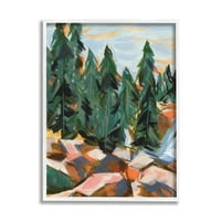 Stupell Abstract Woodland Tree krajolik krajolik slika bijela uokvirena umjetnička print zidna umjetnost