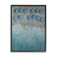 Stupell Industries Sažetak plavog kišobrana Ocean Coast Rustikalno slikanje plaže crna uokvirena umjetnička print