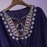 Dasayo Žene Ljetne bluze čipkasti patchwork Boemska košulja za usjeve elastično struka Posada Kratki rukavi plus