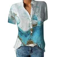 Apepal žene vrhovi tiskani gumb-dolje majice s V-izrezom kratki rukavi modni ljetni košulja
