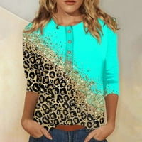 Ženski plus veličine rukava vrhovi leopard vrhovi za žensku zabavu klub noćni gumb v vrat business casual majice
