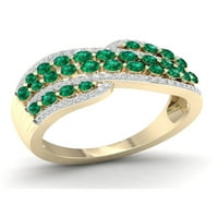 Imperijalni dragulj 10k žuto zlato smaragdni ct tw dijamantski modni prsten
