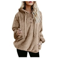 Rasprodaja ženskih vrhova Plus Size, Ženska majica s kapuljačom, zimski topli vuneni kaput s džepovima s patentnim