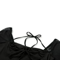 Ženska haljina s dugim rukavima s podesivim naramenicama, obična ljetna odjeća od prozirne mreže