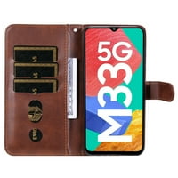 Futrola za Samsung Galaxy 5G džepni patentni novčanik Koža koža magnetsko zatvaranje poklopca - smeđa