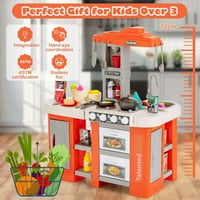 Igrajte kuhinjsku set za djecu s hranom i realističnim svjetlima i zvukovima-narančast