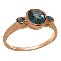 Ženski prsten za obljetnicu od 9K ružičastog zlata s prirodnim londonskim plavim topazom britanske proizvodnje