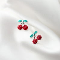 Personalizirane kreativne naušnice od voća i trešnje s dijamantima u crvenoj boji