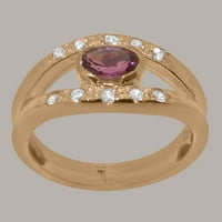 Ženski prsten od ružičastog zlata 10K britanske proizvodnje s pravim ružičastim turmalinom i kubičnim cirkonijem
