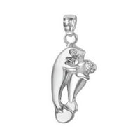 Ogrlica od sterling srebra s privjeskom od morske krave za majku i dijete