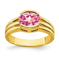 8k ružičasti turmalinski prsten od žutog zlata, ružičasti turmalinski ovalni prsten