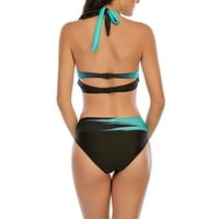 Bikini s visokim strukom, Plus size, ženski bikini set s printom na vezanje, visoki dekolte na nogama, dva kupaća