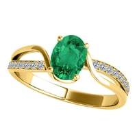 1 karatni smaragdni dijamantni prsten od ružičastog, bijelog i žutog zlata od 10 karata