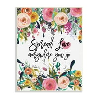 Stupell Industries širi ljubavni fraza ružičasta cvjetna cvjetanja kaligrafija drvena zidna umjetnost, 15, dizajn