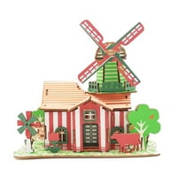 Prilagođena drvena slagalica od 3 inča model zgrade u stilu kućice za lutke slagalica za djecu igračke