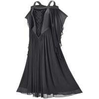 Rasprodaja, gotičke vintage haljine za žene, tiskana midi čipkasta haljina s naramenicama, Plus size, gotička
