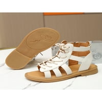 Ljetne sandale za djevojčice s ravnim bočnim patentnim zatvaračem, ravne sandale Na vezanje, školske modne casual