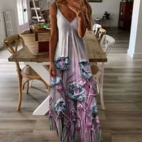 Haljine za žene bez rukava za tiskanje cvjetni uzorak haljina V-izreck maxi labav fit y2k modni elegantni zabavni