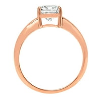 14-karatni prsten od ružičastog zlata s dijamantnim rezom u obliku jastuka od sintetičkog bijelog safira od 8