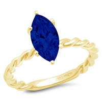 2.0CT Marquise Cut Simulirani plavi sapphire 14k Angažiranog prstena za angažiranje žutog zlata 8.25