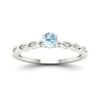 Modni dijamantni prsten od 10k bijelog zlata od bijelog zlata ovalni akvamarin