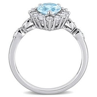 Miabella Women Ct Sky Blue Topaz stvorio je Sapphire & Diamond Accent 10kt bijeli zlatni halo prsten