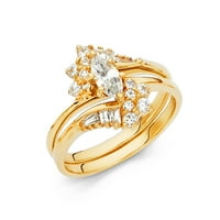 Jewels 14K žuti zlatni prsten kubični cirkonia cz duo set veličina 10.5