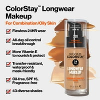 Revlon ColorStay Face Šminka za kombinovanu i masnu kožu, SPF 15, Longwear Medium-Potpuno prekrivanje s mat premazom,