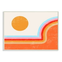 Stupell Industries Sažetak sunca preko prugastih linija plavo narančasti zidni plaketi dizajn Daphne Polselli