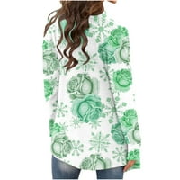 Kardigans za žene, modni cvjetni tiskani jakni s dugim rukavima Kardigan s kapuljačom za žene zelena veličina