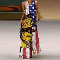 Ženska duga Maksi haljina za plažu s printom zastave za Dan neovisnosti