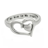 Feledorashia prstenovi za žene Mather's Day Pokloni Ženski prstenovi Srce Pishes Moje je mama moj nakit za anđeoski
