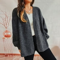 _ / Ženski zimski ležerni džemper dugih rukava plišani kardigan s velikim reverom džemper jakna jednobojna modna