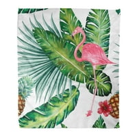 Flanel Baca deka tropska džungla priroda Flamingo Banana Listovi i palmini ananas mekani za kauč i kauč