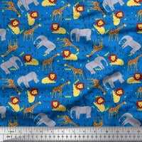 Žuta rajonska Tkanina, dječja tkanina s printom lava, žirafe i slona iz