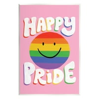 Stupell Industries Happy Pride Retro Rainbow Smiley Holiday Slikar Umjetnička umjetnost Umjetnička umjetnost Umjetnost