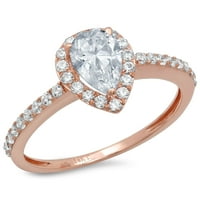 1. dijamant u obliku kruške s imitacijom prozirnog dijamanta od ružičastog zlata od 18 karata s umetcima prsten