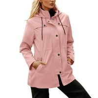 ženska kišna jakna od kiše, vodootporna, s kapuljačom, pakirana, ženska vanjska lagana kišna jakna, ružičasta