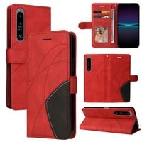 Slučaj za Sony Xperia IV kožni novčanik knjiga Flip folio stand prikaz - crvena