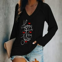 Ženska modna ležerna majica s izrezom u obliku slova A i printom, široki puloveri s dugim rukavima, vrhovi 1,5