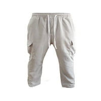 Muške hlače s Više džepova, ravne hlače, baršunaste hlače s elastičnim strukom i vezicama, svijetlosive hlače