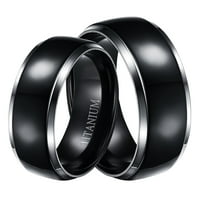 Crni setovi vjenčanog prstena za muškarce i žene, odgovarajući titanski prstenovi za njega i nju 8 veličina
